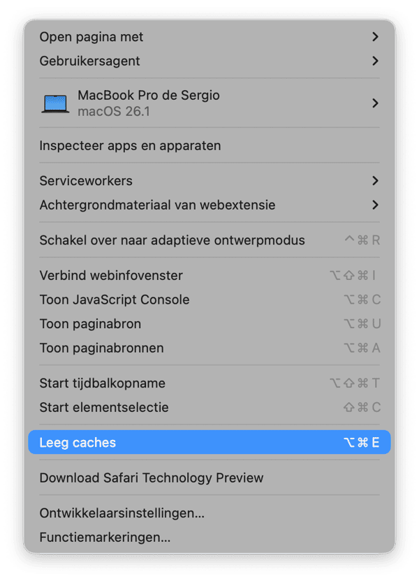 Verwijder cachebestanden