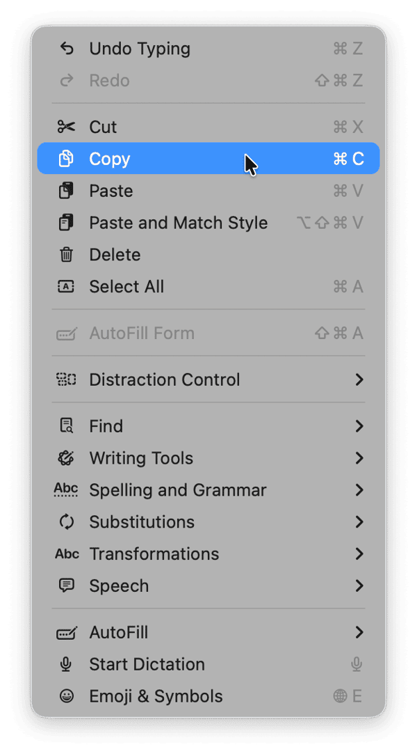 How to check the Edit menu on Mac