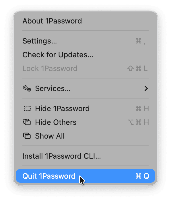 Quit 1Password