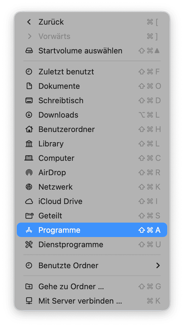 W&auml;hlen Sie dann die Option &bdquo;Programme&ldquo;