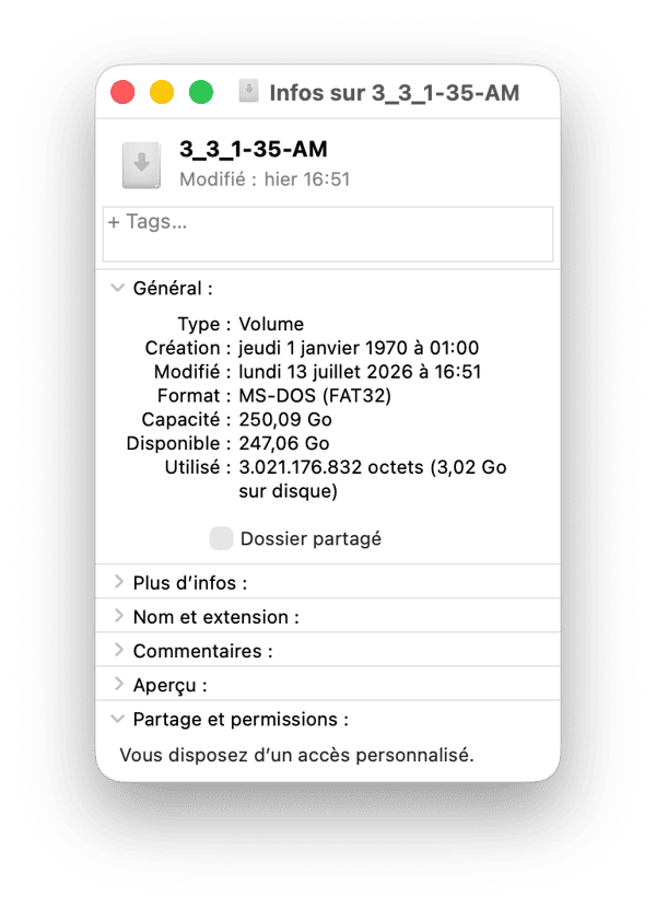 Regardez ce qui se trouve en bas de la fen&ecirc;tre Infos