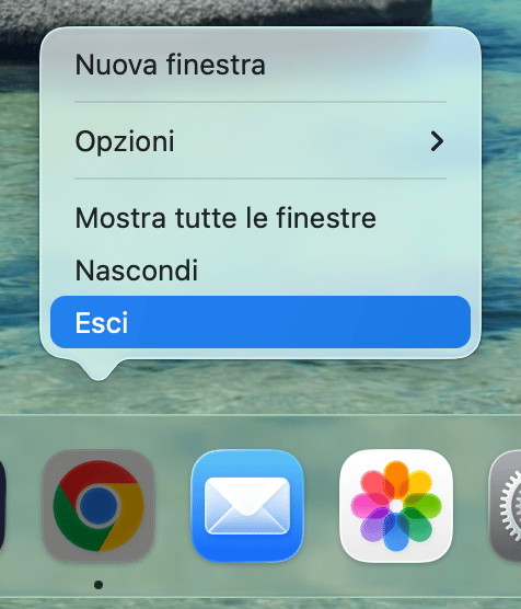 Esci del tutto e riavvia