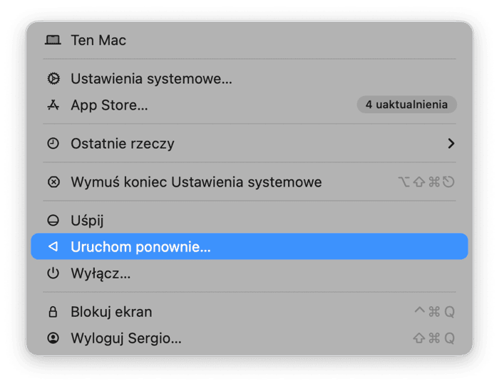 Uruchom ponownie i oczyść pamięci podręczne