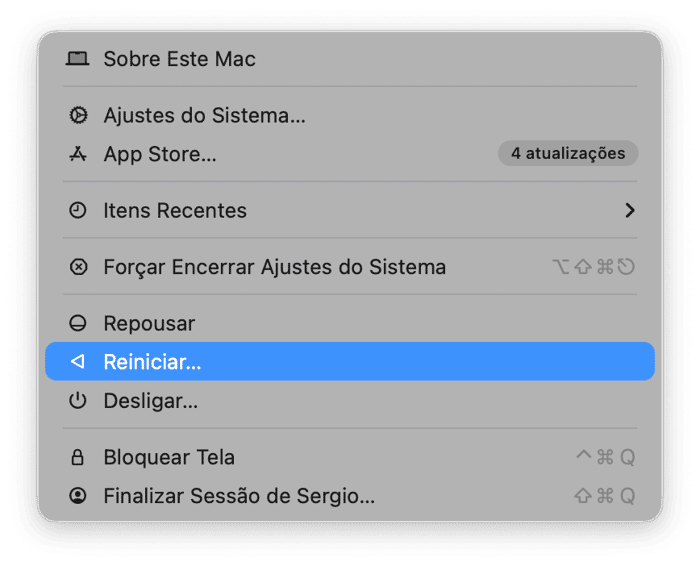 Reinicie e limpe os caches tempor&aacute;rios