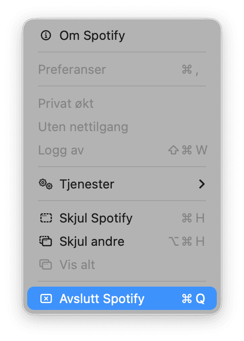 Avslutt helt og start p&aring; nytt