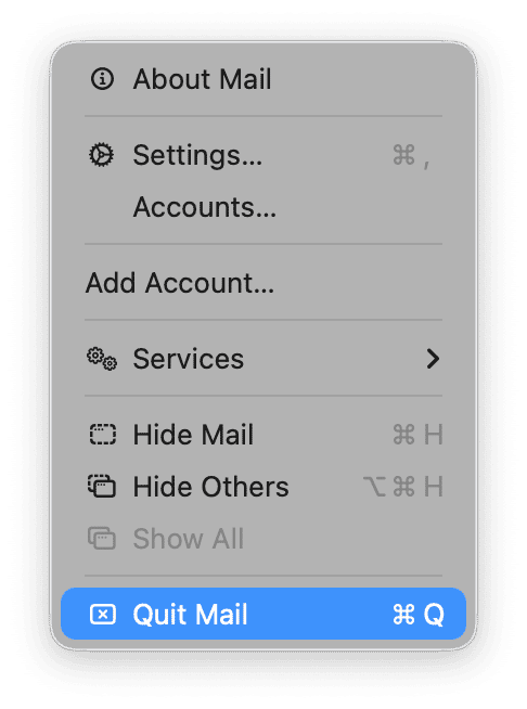 Quit Mail completely