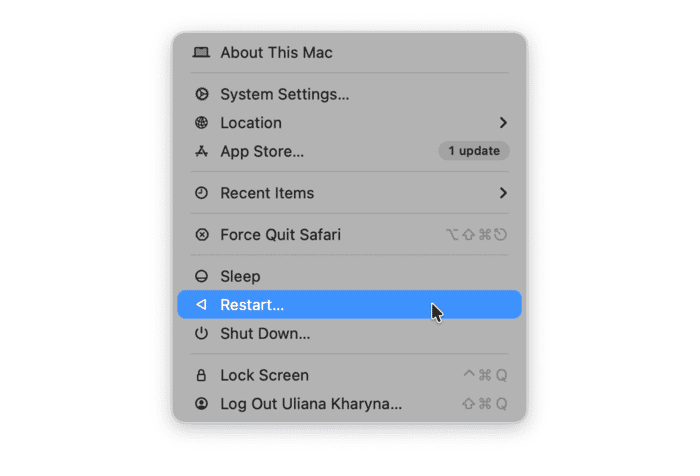 Riavvia il Mac