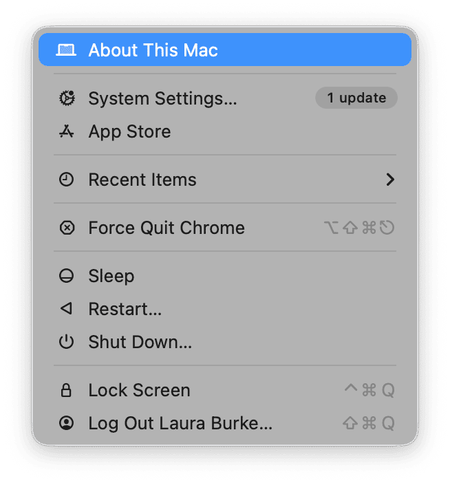 main Apple menu > About This Mac