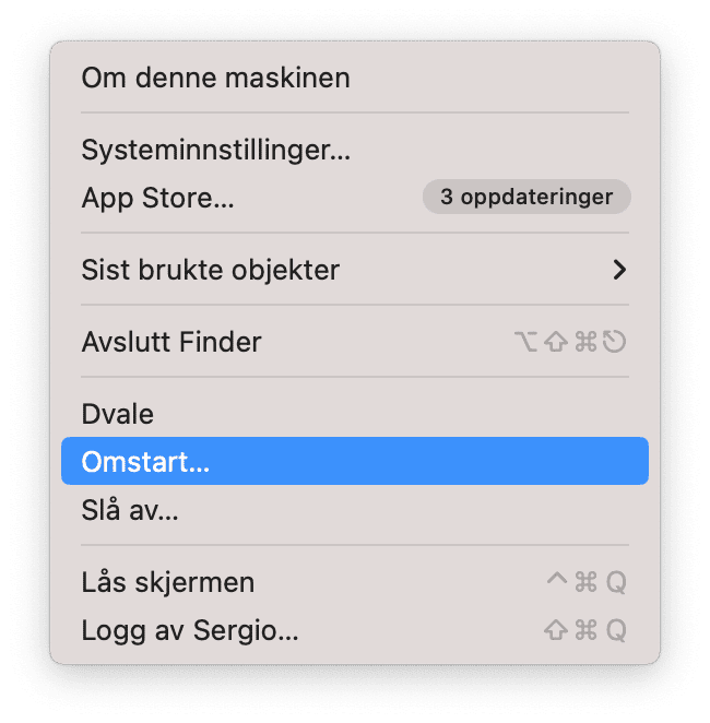 Start Mac-en p&aring; nytt
