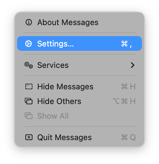 main Messages menu > Settings iMessages