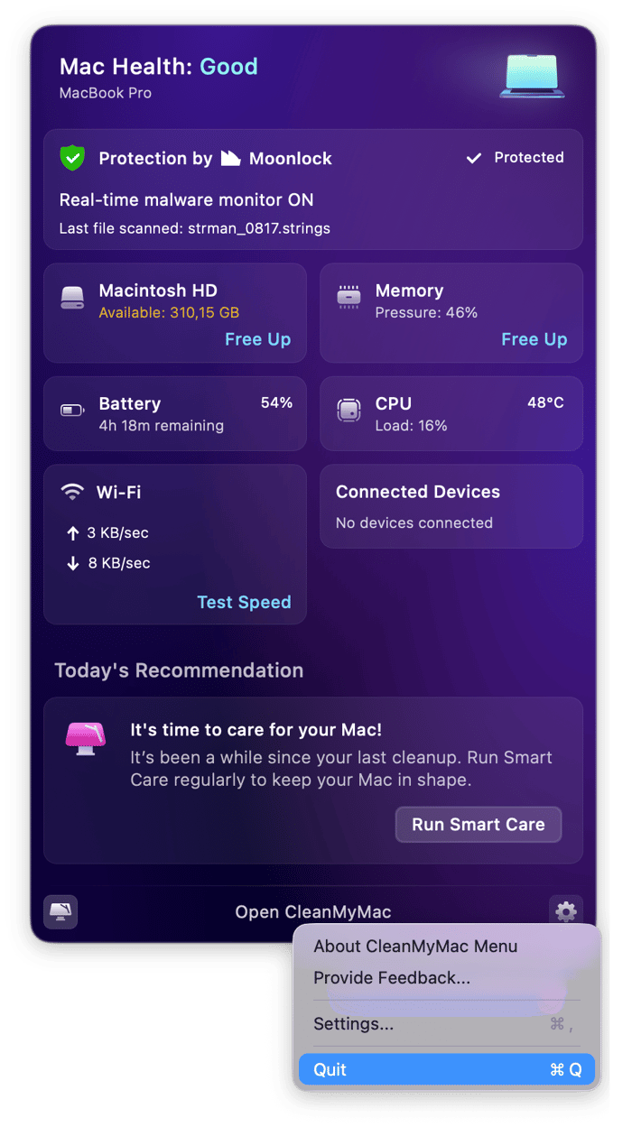 Close all apps, including menu bar apps
