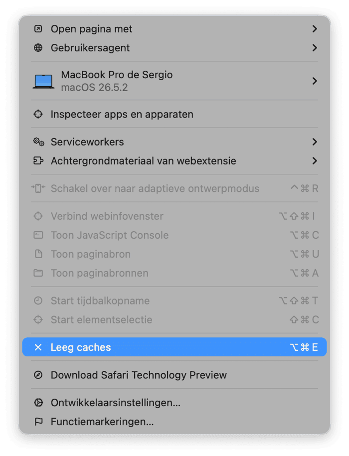 De cache wissen