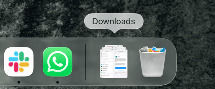 Als je de map Downloads opent, sleep je hem naar het Dock, direct naast de Prullenmand