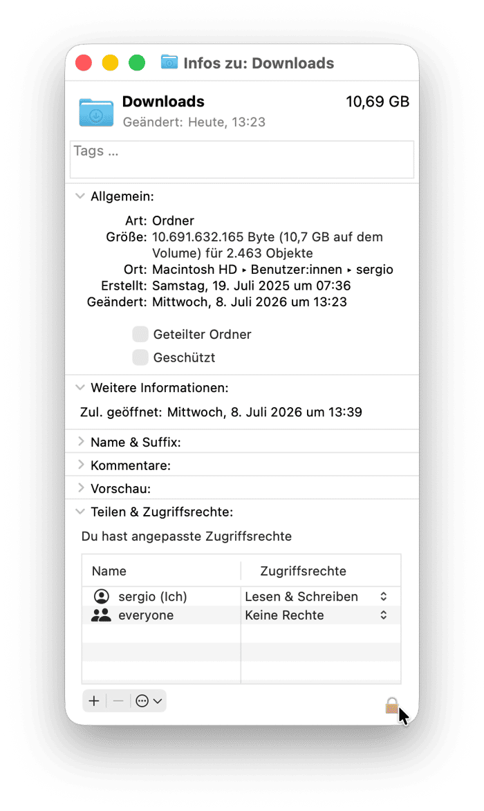 Versuchen Sie erneut, den Downloads-Ordner zu &ouml;ffnen