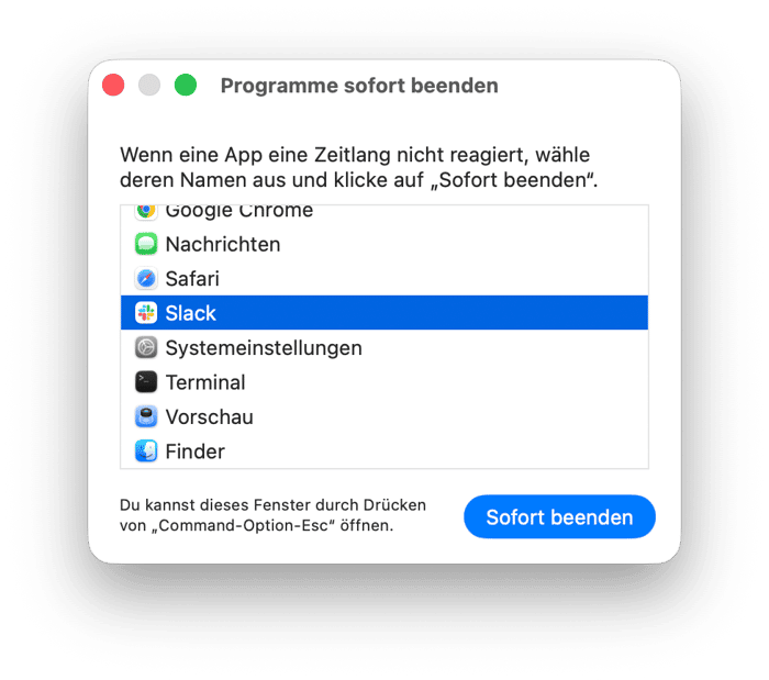 Nicht reagierende Programme zwangsweise beenden