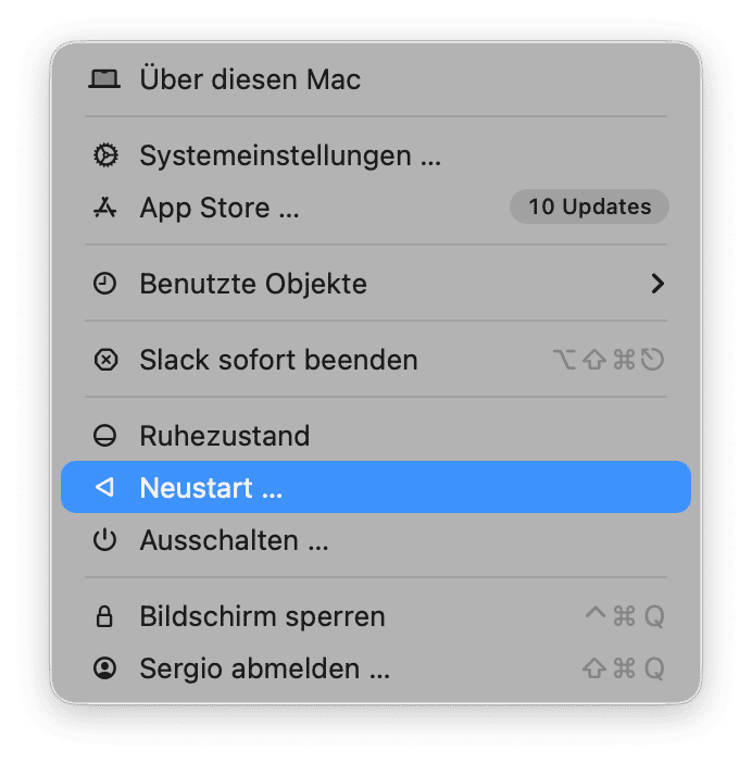 Starten Sie Ihren Mac neu