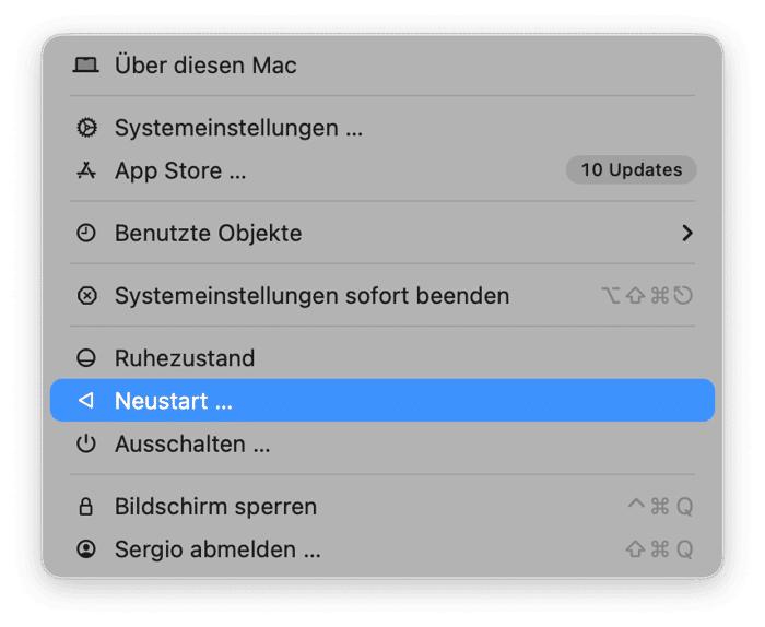 Starten Sie Ihren Mac neu
