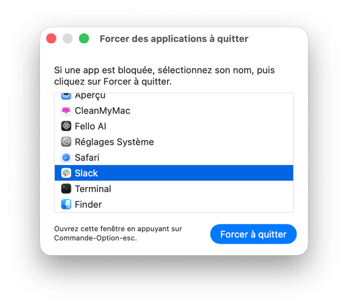 Forcez la fermeture des applications qui ne r&eacute;pondent pas