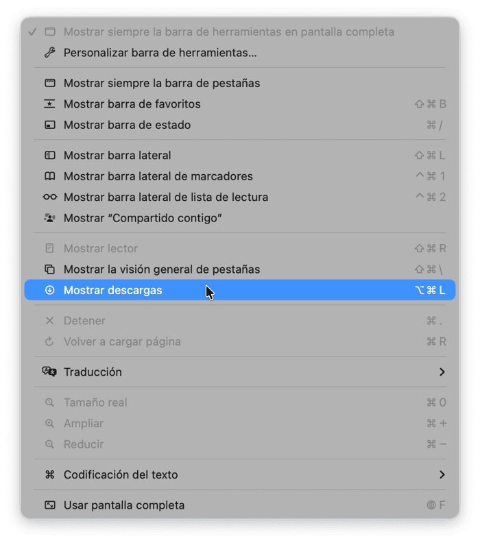 limpiar el historial de descargas en Safari