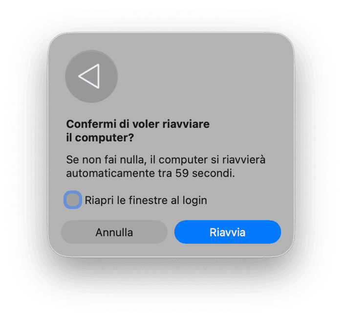 Riavvia il Mac