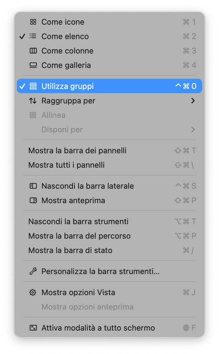 Usa il Finder e pulisci la cartella Download