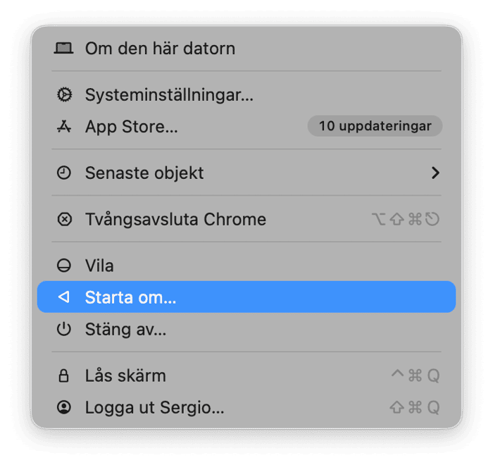 Starta om datorn