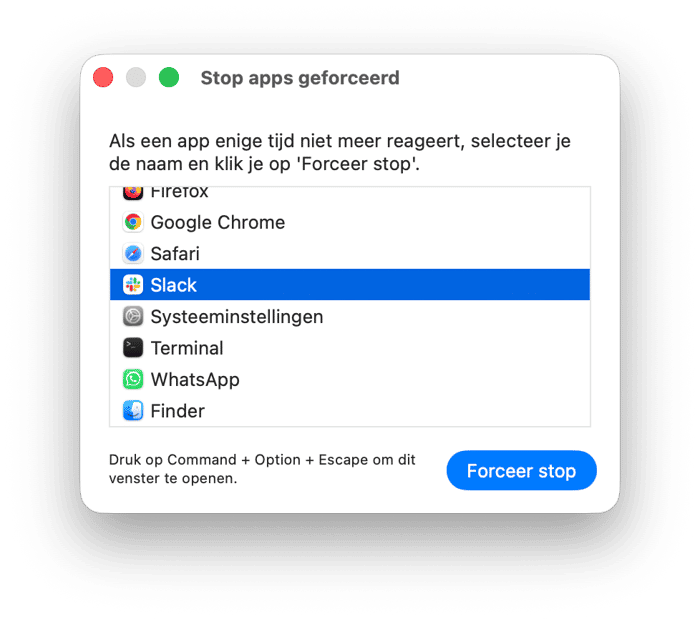 Sluit niet-reagerende apps geforceerd
