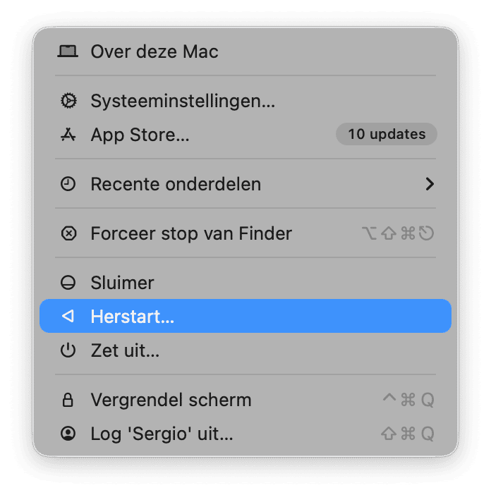 Herstart je Mac