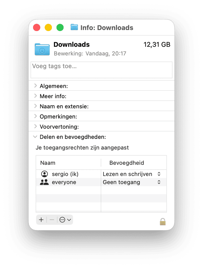 Probeer de map 'Downloads' nu opnieuw te openen