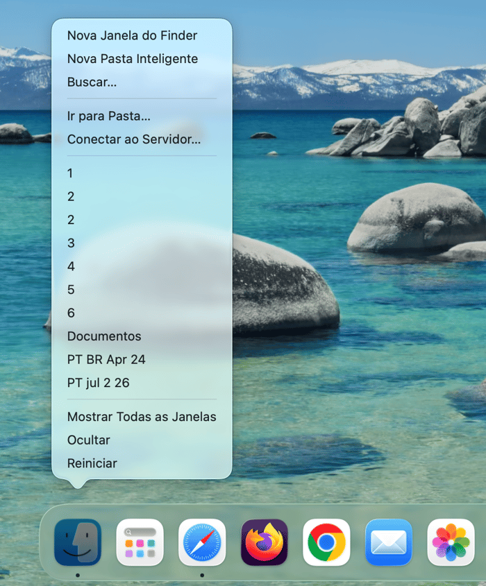 Clique no &iacute;cone do Finder enquanto mant&eacute;m a tecla Option pressionada