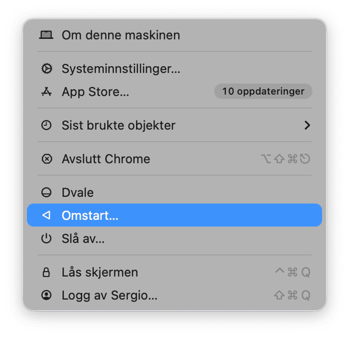 Start Mac-en p&aring; nytt