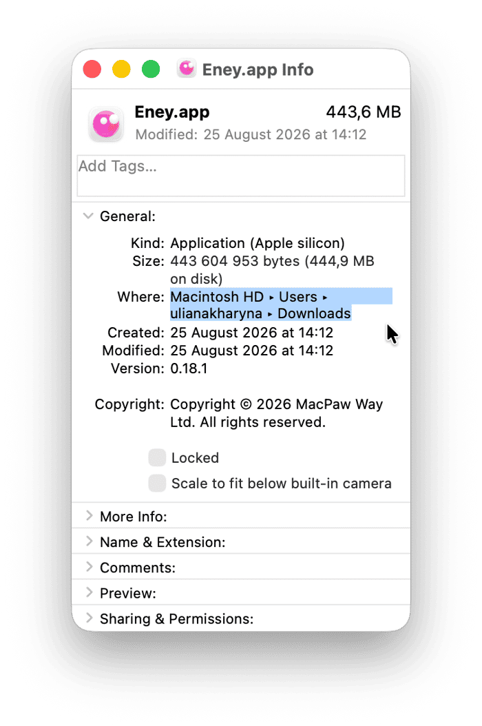 file information on Mac