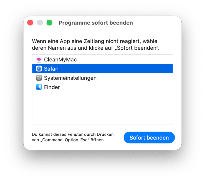 Starten Sie Safari neu