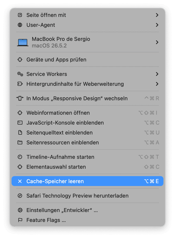 Cache-Speicher leeren