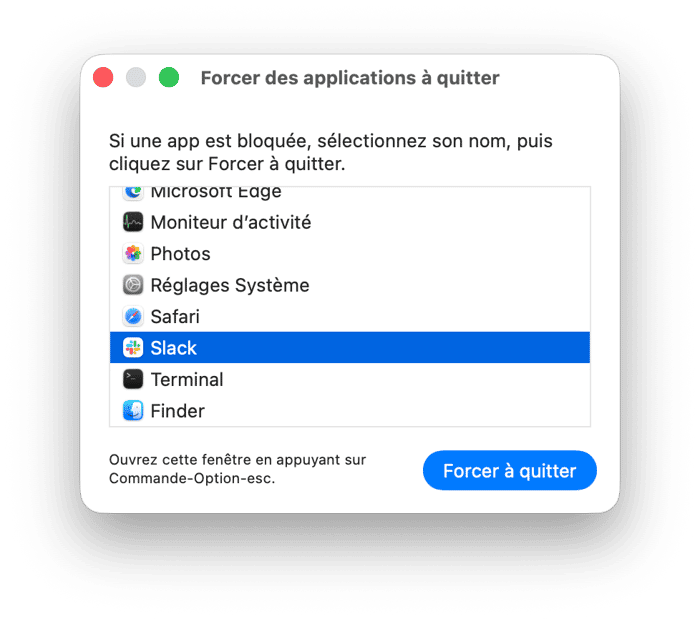 Cliquez sur le menu Apple et s&eacute;lectionnez Forcer &agrave; quitter