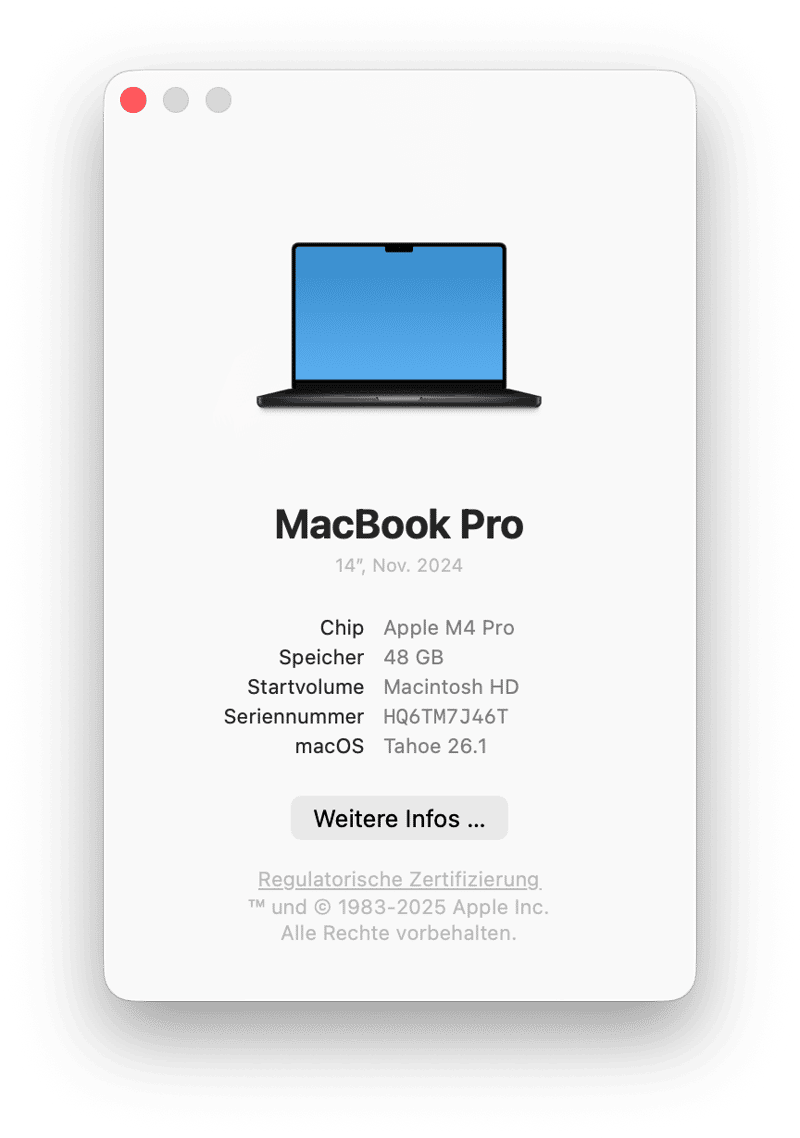 &Uuml;berpr&uuml;fen Sie die Informationen zu Ihrem Mac