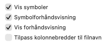 Deaktiver forh&aring;ndsvisning av ikoner