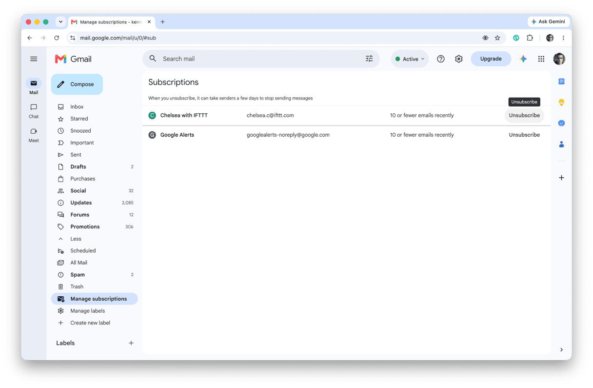 Manage Subscriptions in Gmail