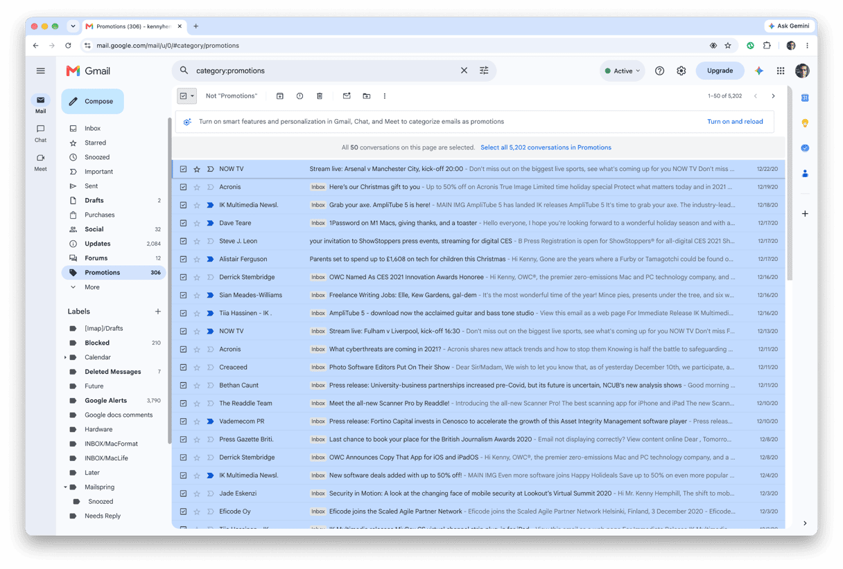 Promotions category in the Gmail sidebar