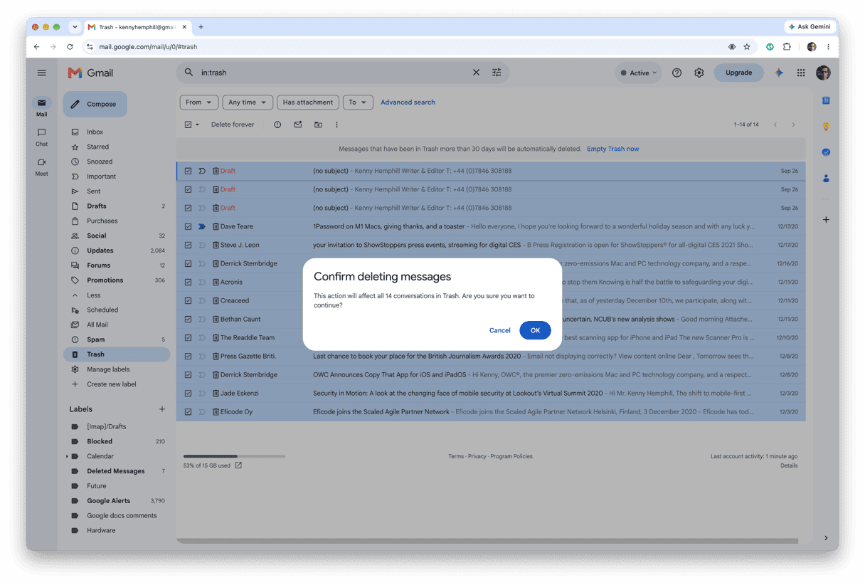 Selecting all promotional conversations in Gmail
