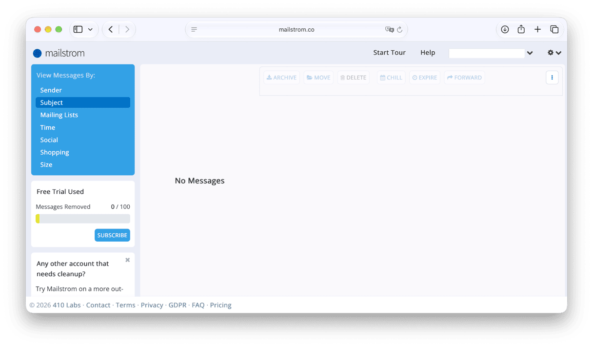 Mailstrom email cleaner