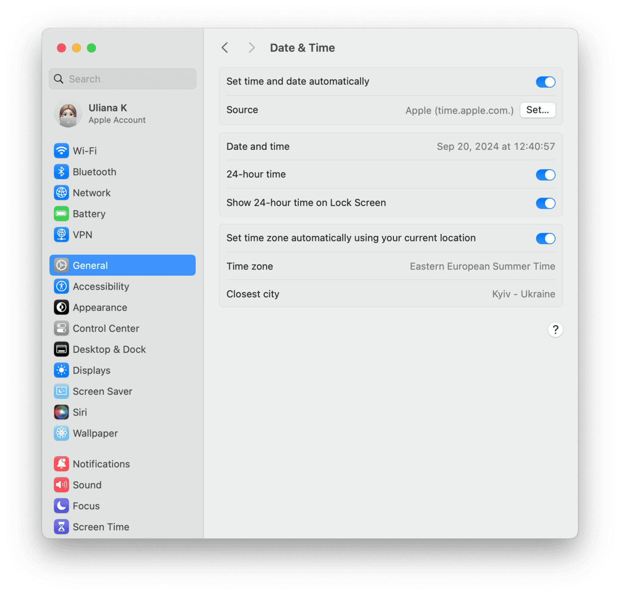 System Preferences - Date & Time
