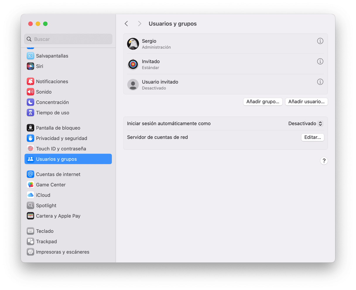 sistema preferencias usuarios y grupos