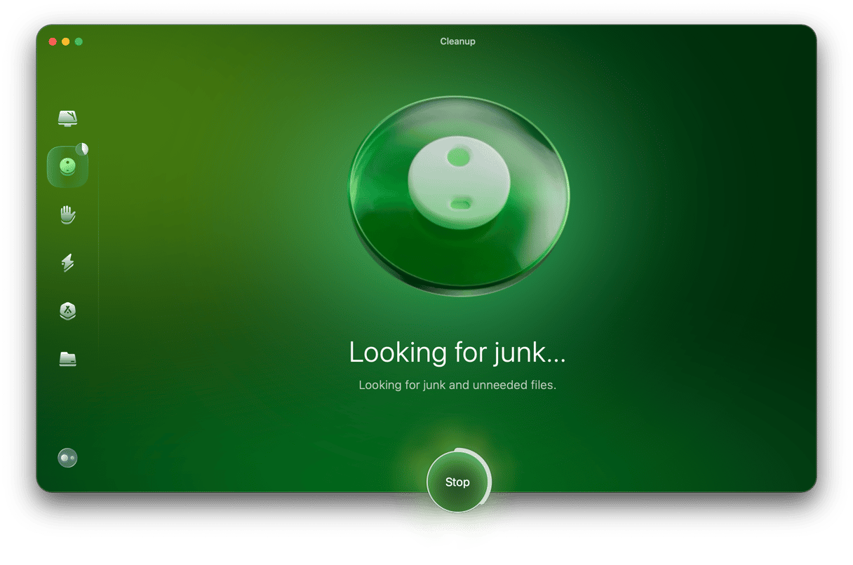 Scan in progress in Clean up module of CleanMyMac