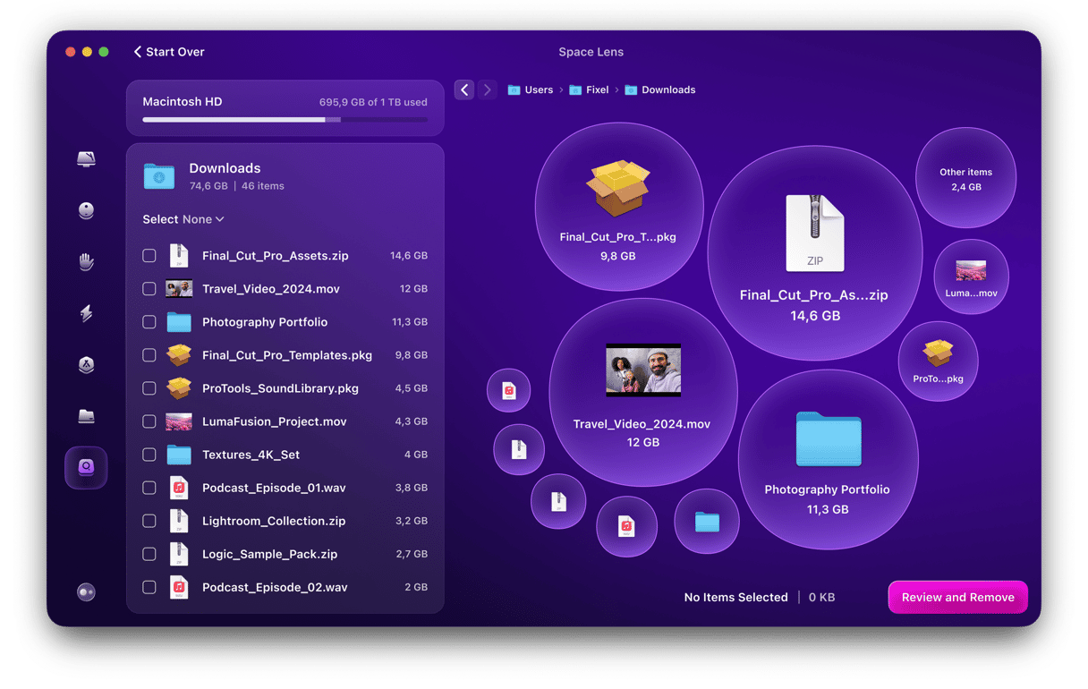 Scan completed in Space lens module in CleanMyMac