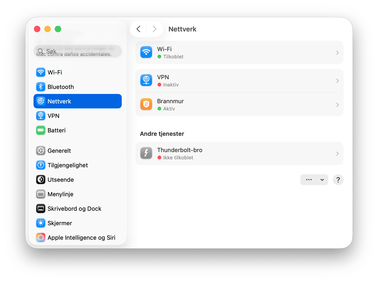 Du kan gj&oslash;re det i Systeminnstillinger > Nettverk > Brannmur
