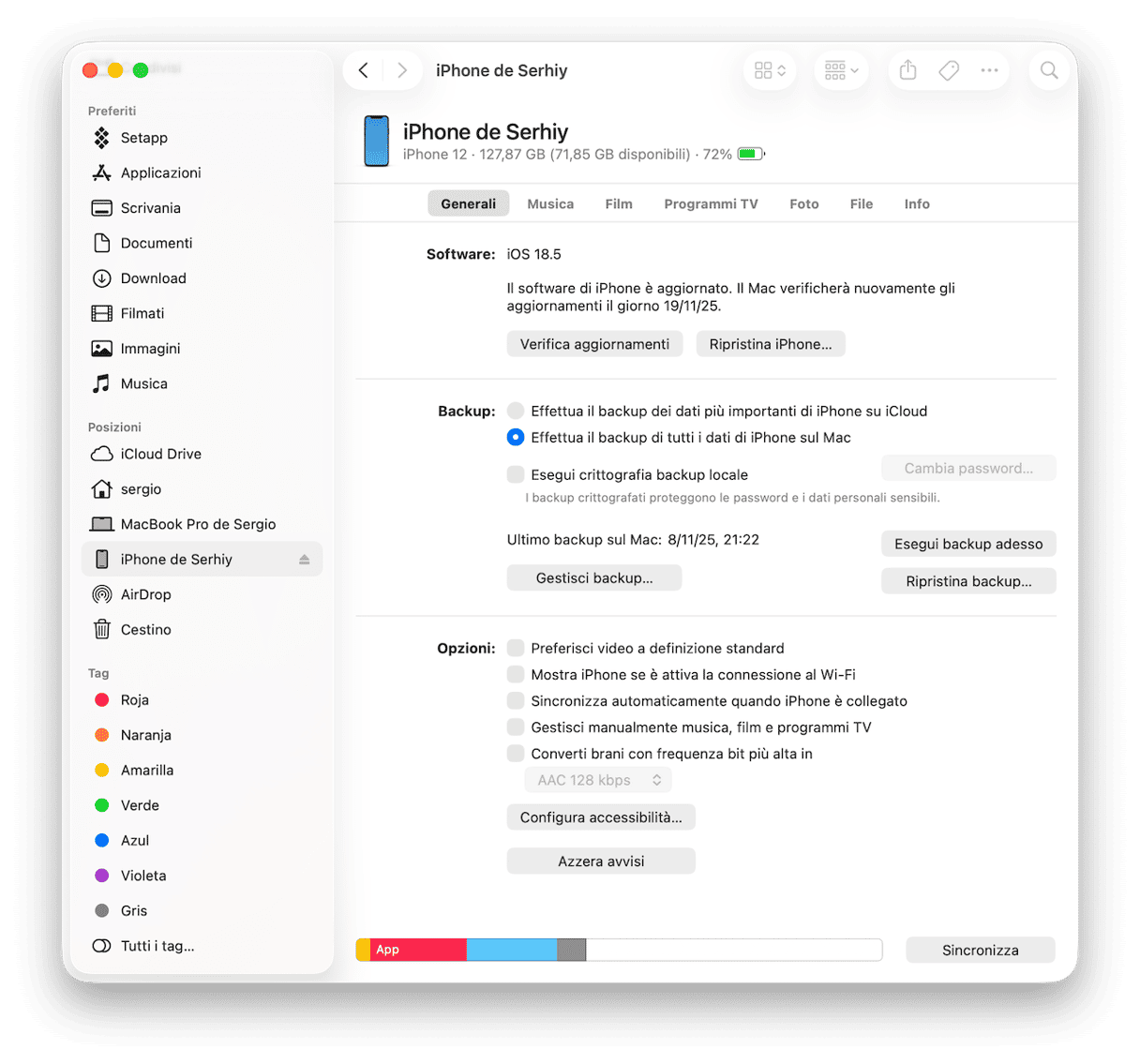 Elimina i backup di iOS