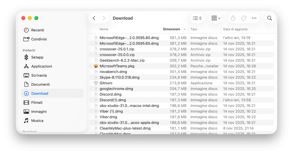 Pulisci la cartella Download