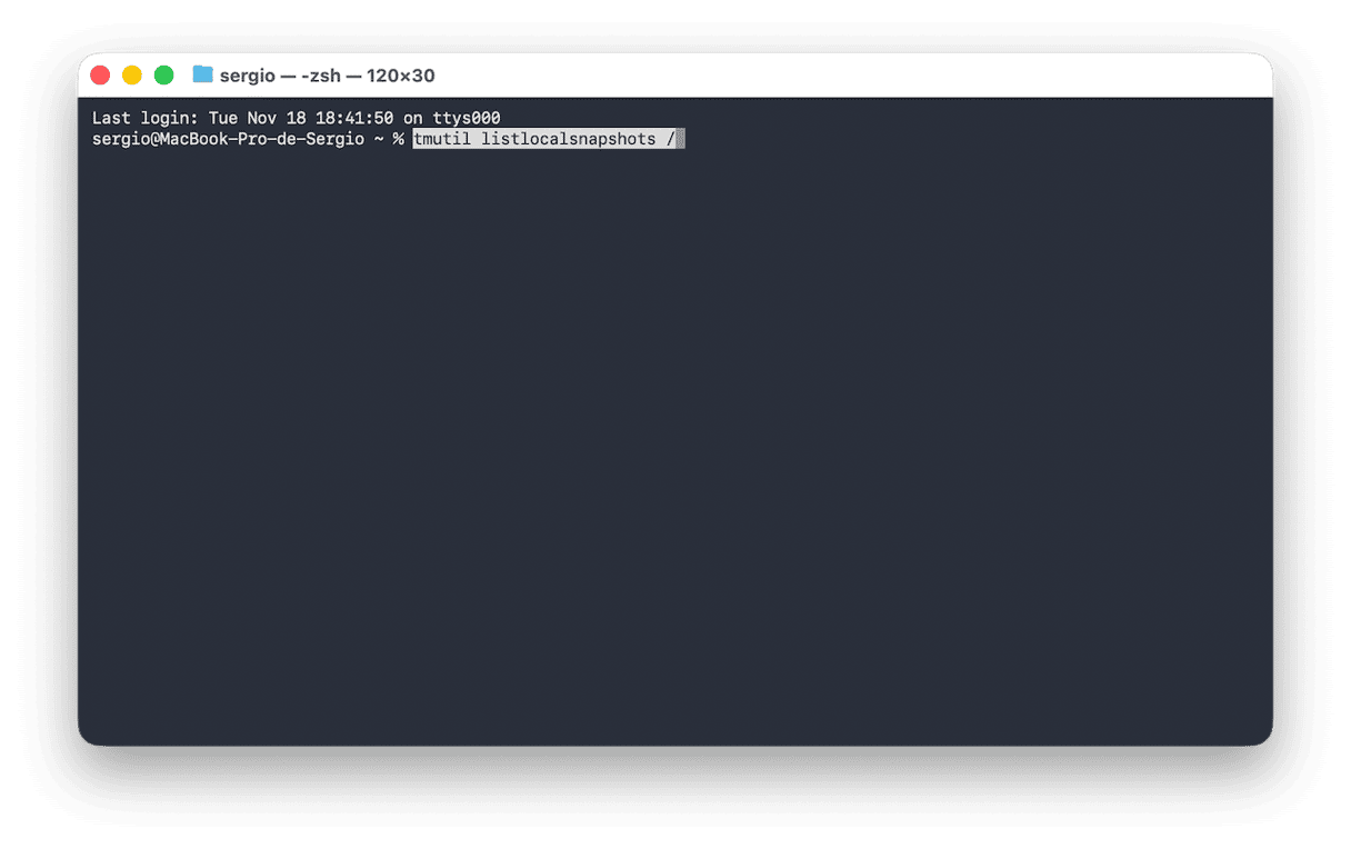 Time Machineのローカルスナップショットを削除