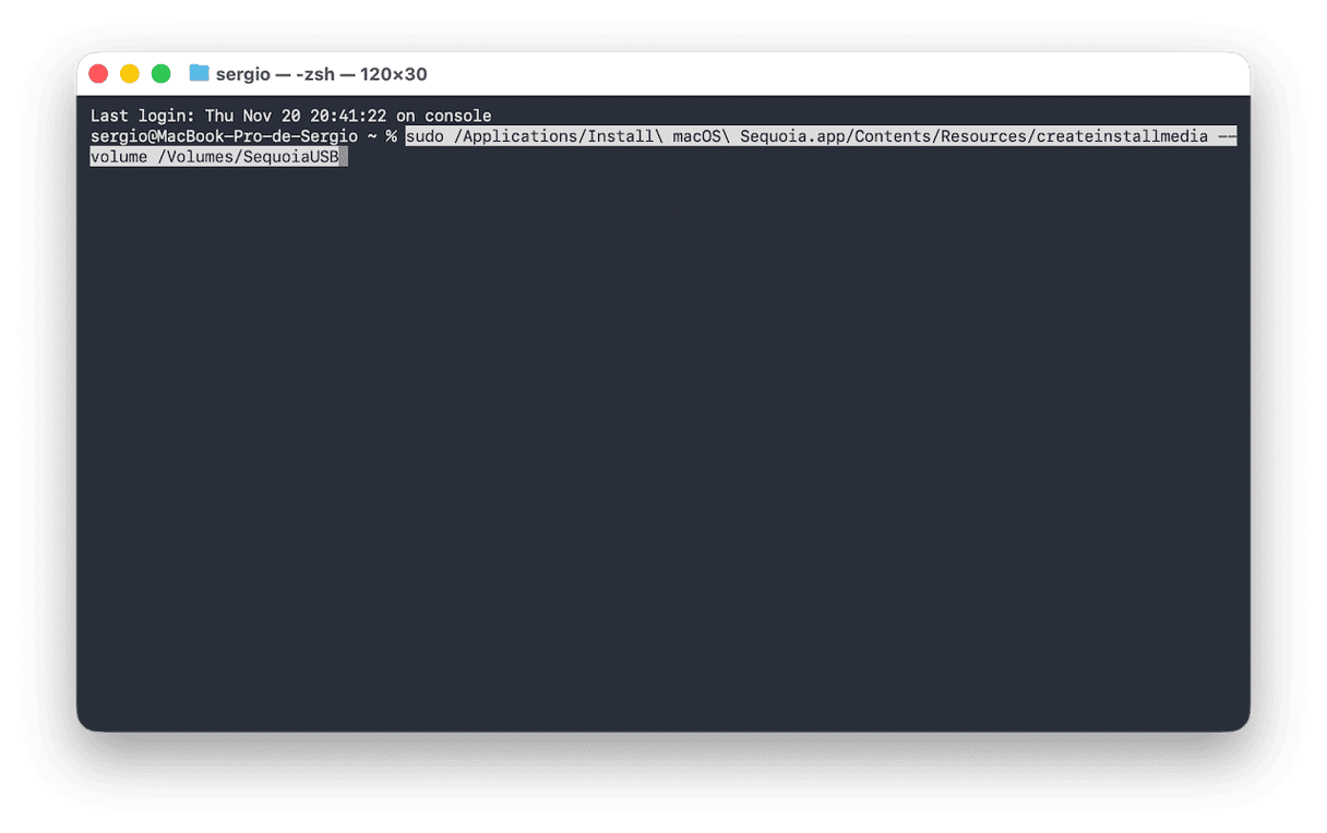 유틸리티에서 다시 터미널을 여세요